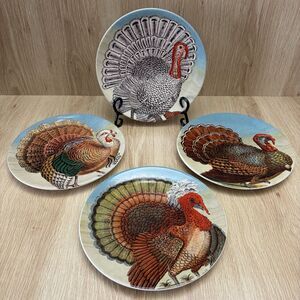 John Derian Set Of 4 Turkey Salad Plates Stoneware Thanksgiving Table Settings